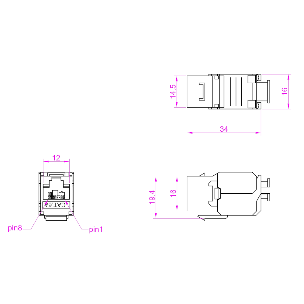 Модуль KeyStone RJ45 STP, кат. 6a, безінструментний, Slim, LW